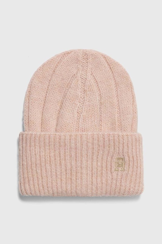 Tommy Hilfiger czapka i szalik z domieszką wełny AW0AW15367 różowy AW23