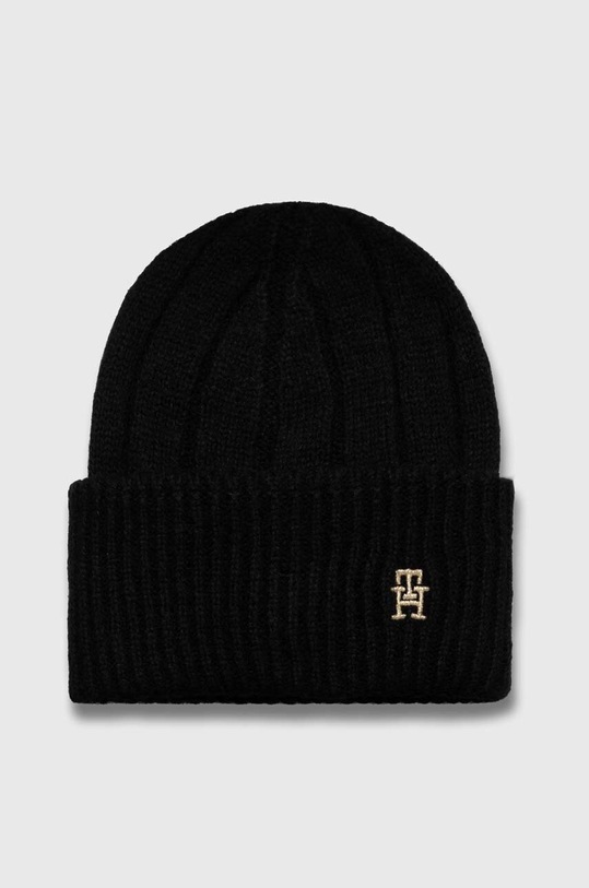 Tommy Hilfiger czapka i szalik z domieszką wełny AW0AW15367 czarny AW23