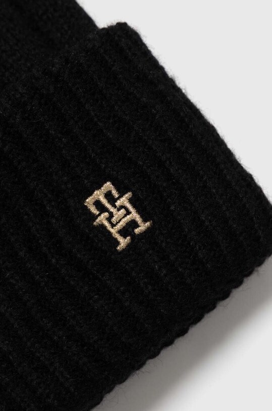Tommy Hilfiger czapka i szalik z domieszką wełny czarny AW0AW15367