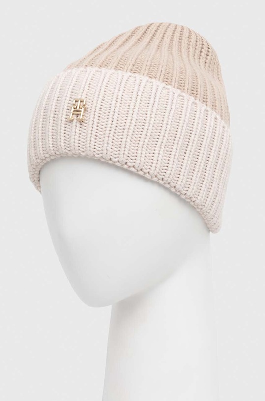 Tommy Hilfiger czapka z domieszką wełny AW0AW15299 beżowy AW23