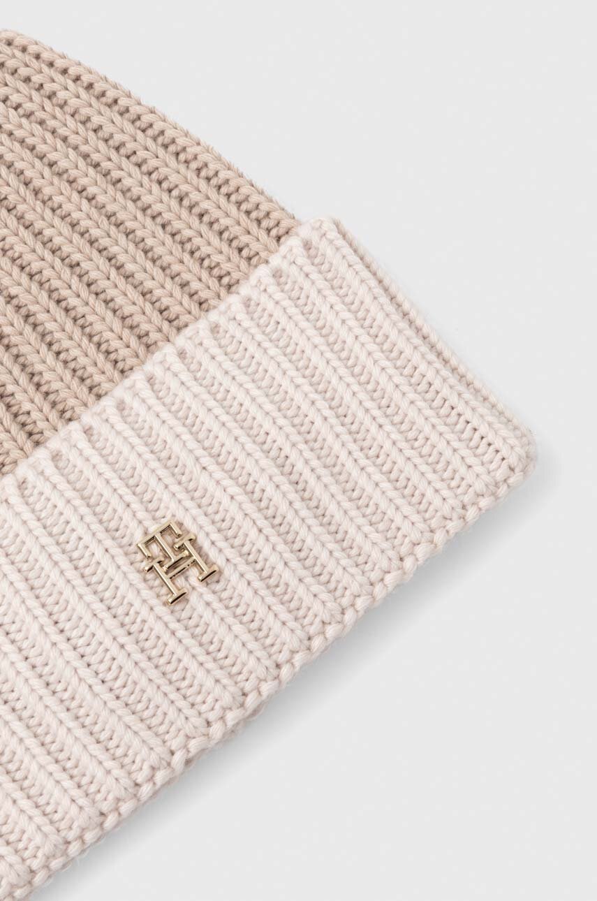 Akcesoria Tommy Hilfiger czapka z domieszką wełny AW0AW15299 beżowy
