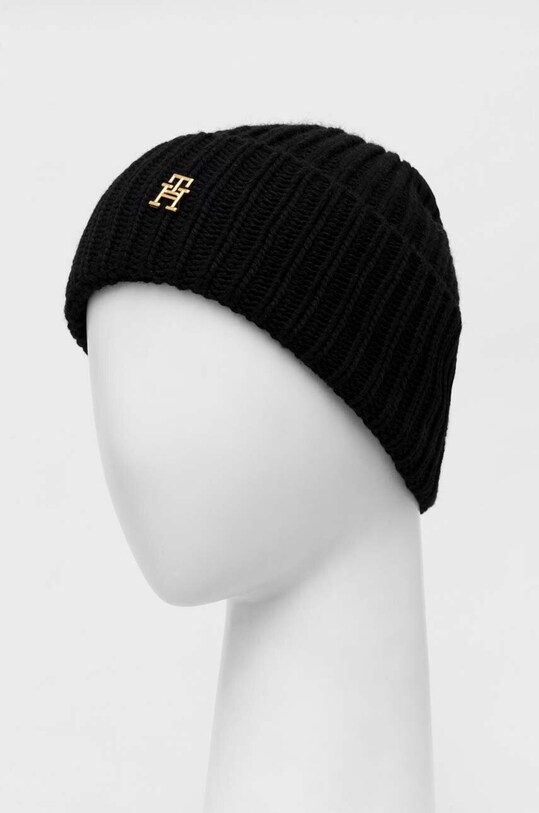 Шапка з домішкою вовни Tommy Hilfiger AW0AW15299 чорний AW23