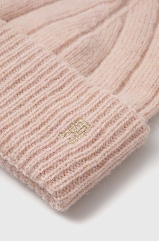 Akcesoria Tommy Hilfiger czapka z domieszką wełny AW0AW15307 różowy