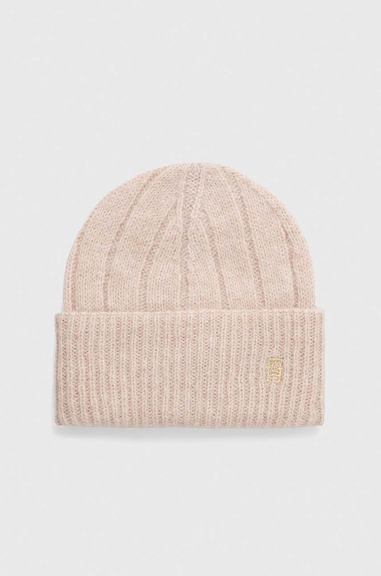 Σκουφί από μείγμα μαλλιού Tommy Hilfiger μελανζέ μπεζ AW0AW15307