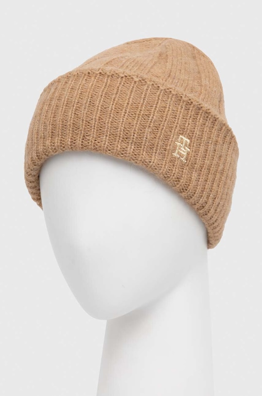 Σκουφί από μείγμα μαλλιού Tommy Hilfiger AW0AW15307 καφέ AW23