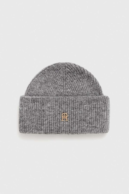 Kapa s dodatkom vune Tommy Hilfiger melanž siva AW0AW15319