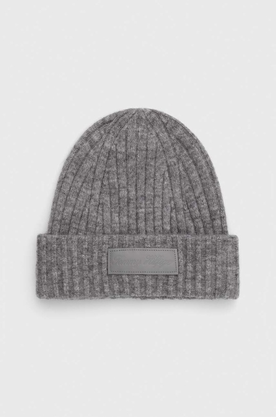 Tommy Hilfiger czapka z domieszką wełny aplikacja szary AW0AW15325