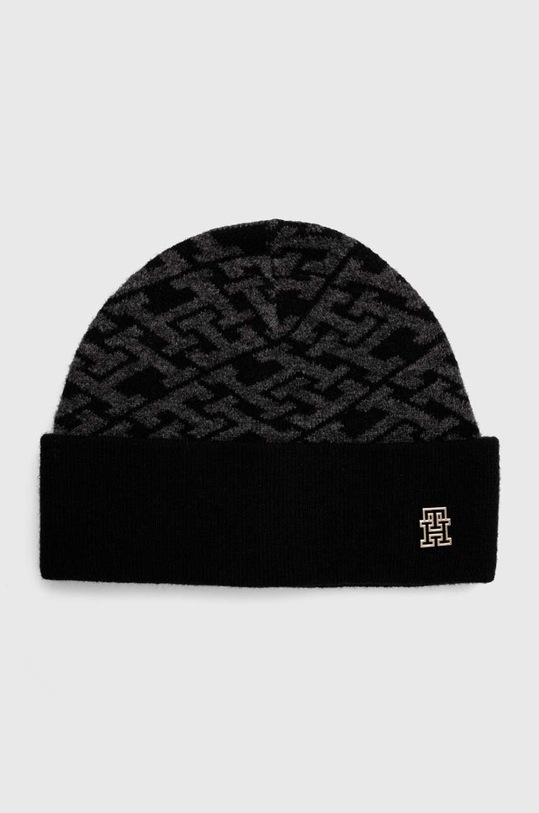 Tommy Hilfiger czapka z domieszką wełny aplikacja czarny AW0AW15327