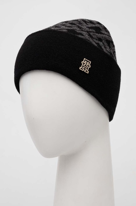Akcesoria Tommy Hilfiger czapka z domieszką wełny AW0AW15327 czarny