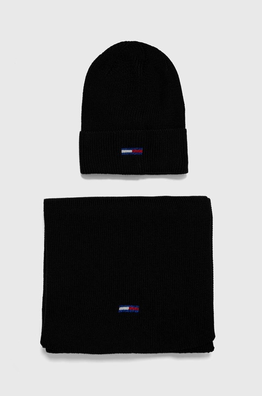Σκούφος και κασκόλ Tommy Jeans άλλο μαύρο AW0AW15482