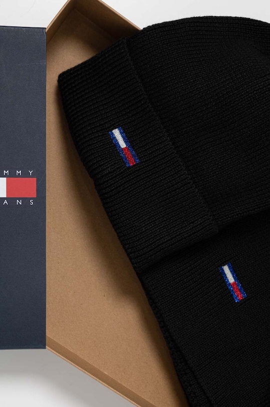 Σκούφος και κασκόλ Tommy Jeans AW0AW15482 μαύρο