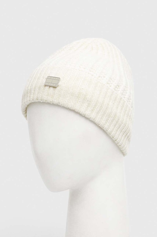 Čepice z vlněné směsi Tommy Jeans AW0AW15462 béžová AW23