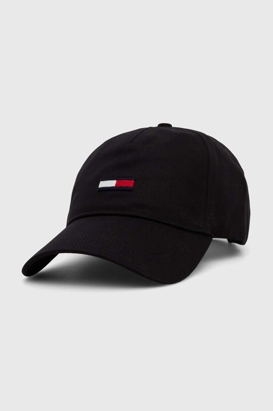 Tommy Jeans czapka z daszkiem bawełniana aplikacja czarny AW0AW15471