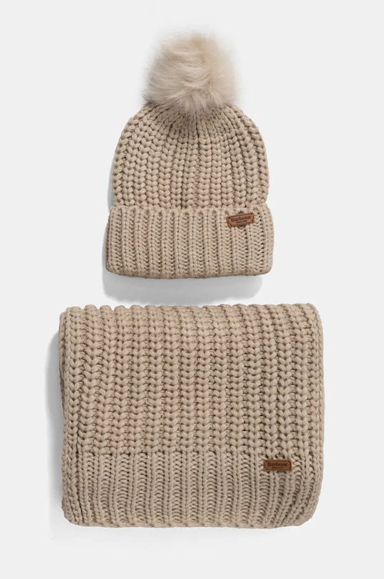 Barbour czapka i szalik pozostałe beżowy LGS0023