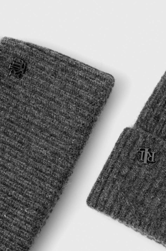Akcesoria Lauren Ralph Lauren czapka i rękawiczki wełniane 454927212 szary