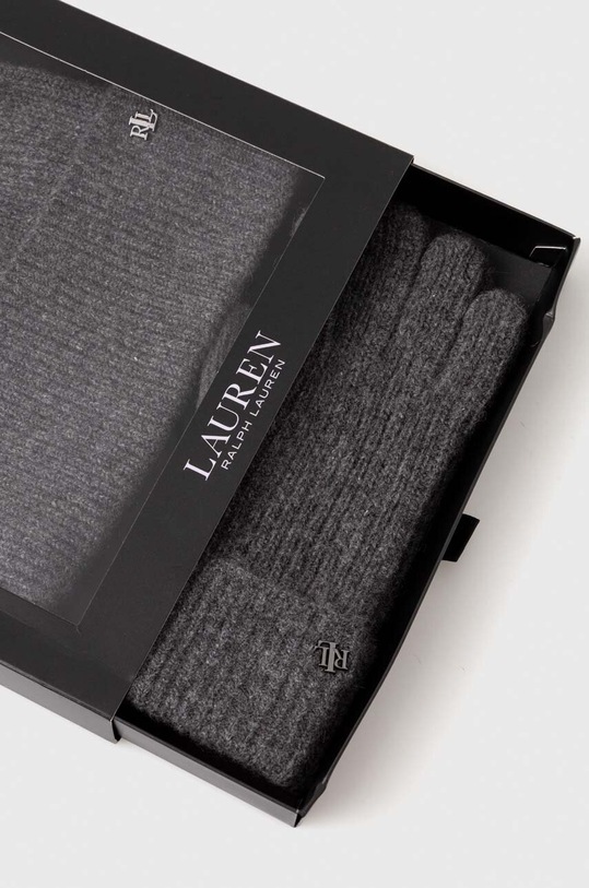 Lauren Ralph Lauren czapka i rękawiczki wełniane szary 454927212