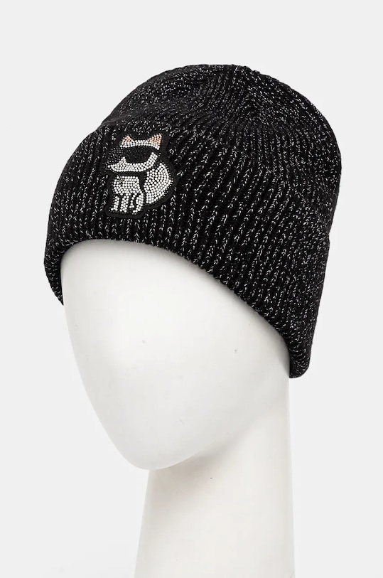Vlněná čepice Karl Lagerfeld 236W3407 černá AA00