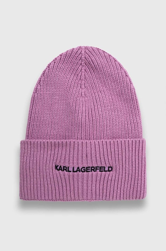 Karl Lagerfeld czapka z domieszką kaszmiru z domieszką wełny fioletowy 236W3413