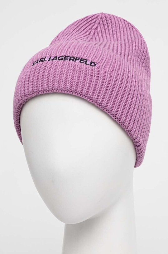 Karl Lagerfeld czapka z domieszką kaszmiru 236W3413 fioletowy AW24