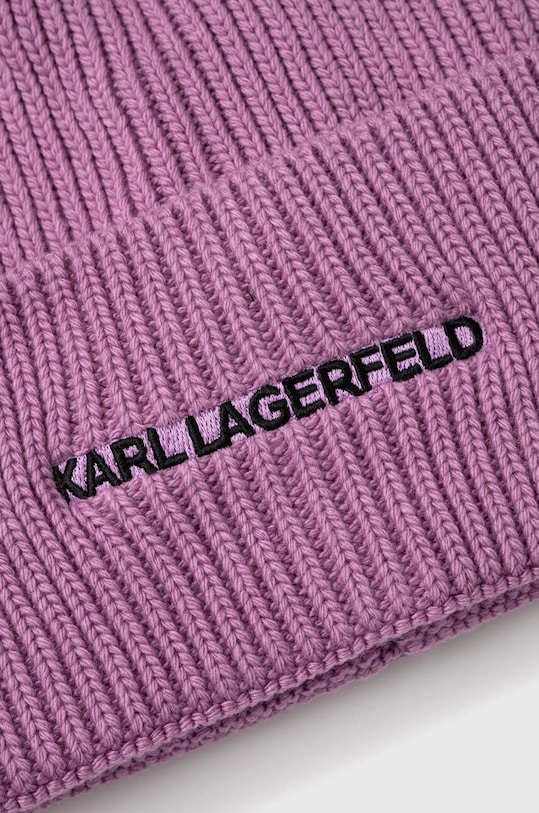 Akcesoria Karl Lagerfeld czapka z domieszką kaszmiru 236W3413 fioletowy