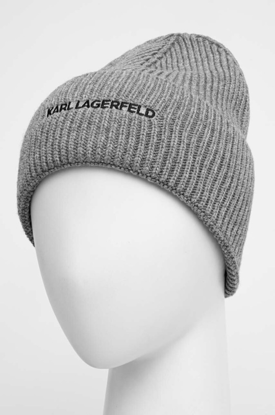Karl Lagerfeld czapka z domieszką kaszmiru 236W3413 szary AW24