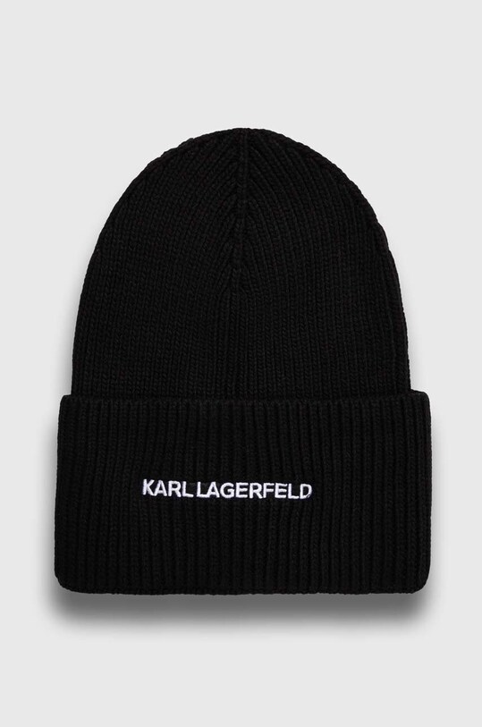 Шапка с примесью кашемира Karl Lagerfeld аппликация чёрный 236W3413
