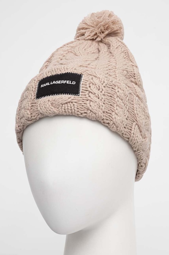 Μάλλινο σκουφί Karl Lagerfeld 236W3410 μπεζ AW23
