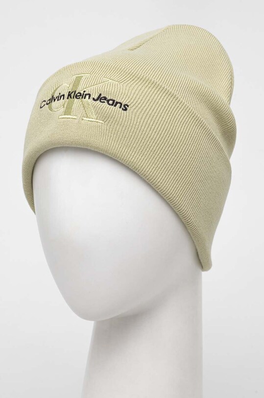 Bombažna kapa Calvin Klein Jeans K60K611254 zelena AW23