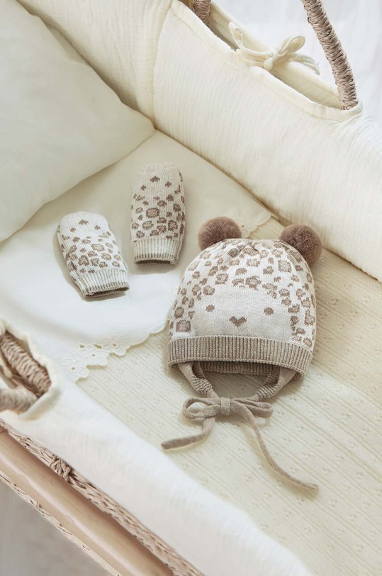 Mayoral Newborn komplet bawełniany niemowlęcy Gift box bawełna beżowy 9668.2F.Newborn.9BYX