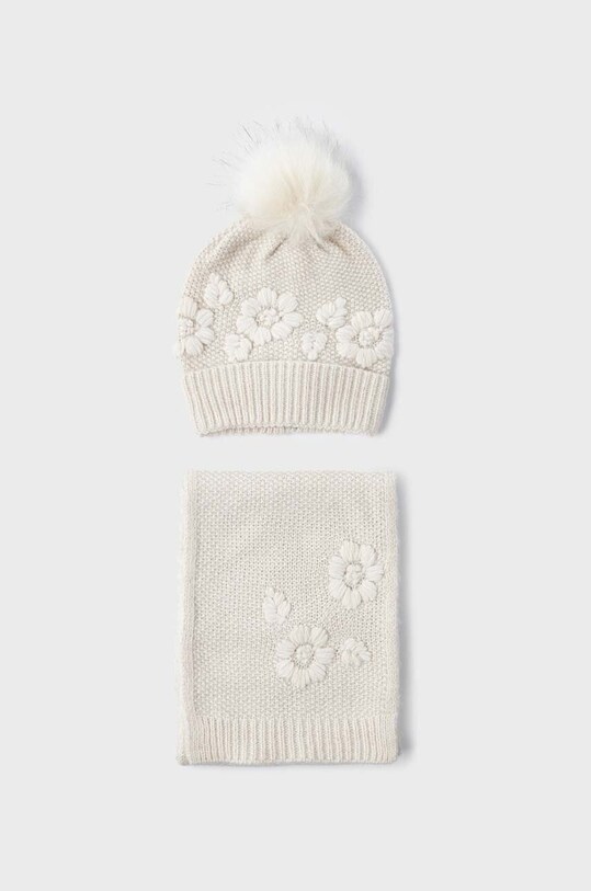 Mayoral czapka i szalik dziecięce pozostałe beżowy 10595.6A.CzapkaKompl