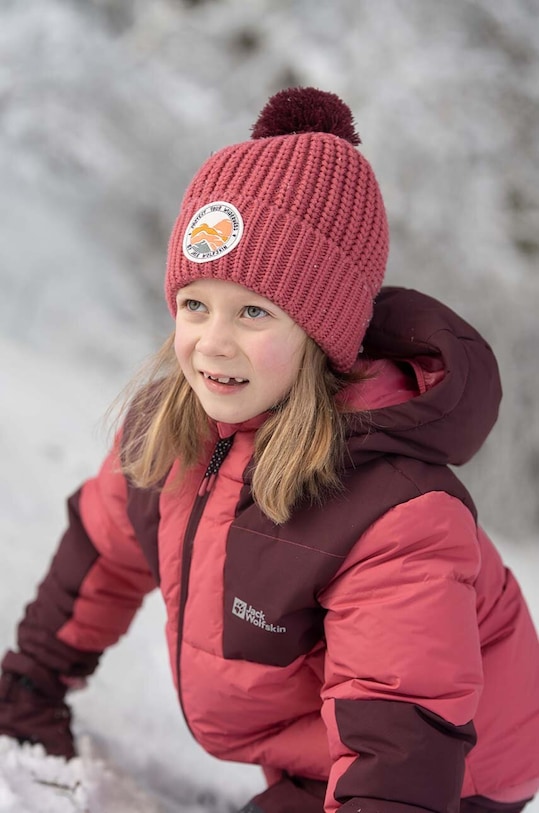 Jack Wolfskin caciula copii POMPOM BADGE imprimeu roz 1911751.G
