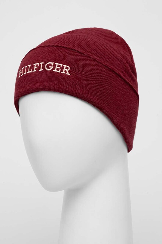 Tommy Hilfiger czapka bawełniana aplikacja bordowy AU0AU01737.9BYX