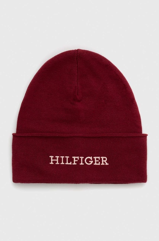 Βαμβακερό καπέλο Tommy Hilfiger AU0AU01737.9BYX μπορντό AW23