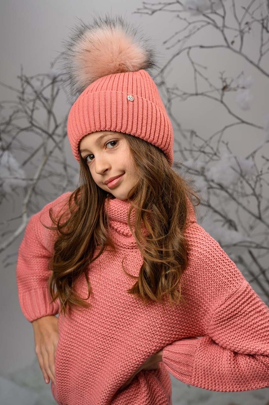 Dječja kapa Jamiks ESTRELLA s dodatkom vune narančasta ESTRELLA.II.Na.JZG030.K