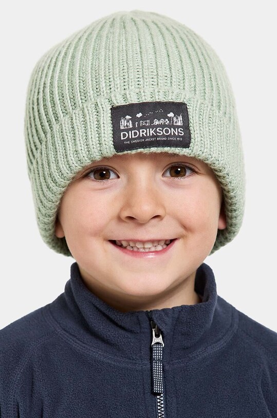 Дитяча шапка Didriksons BUS KDS BEANIE аплікація зелений 504910