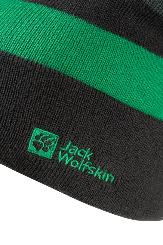 Chłopiec Jack Wolfskin czapka dziecięca STRIP NIT 1910402 zielony