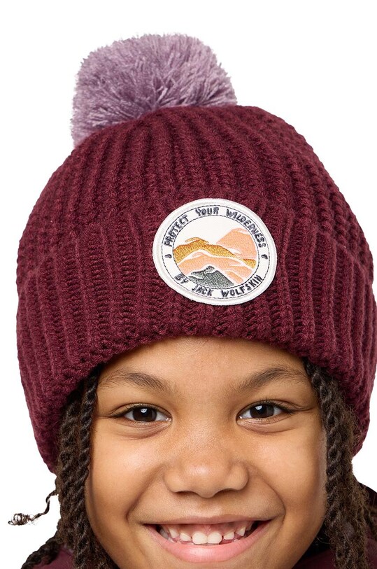 Jack Wolfskin czapka dziecięca POMPOM BADGE 1911751 bordowy AW24