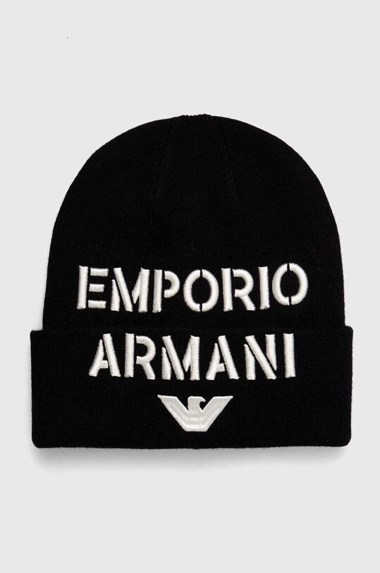 Детская шапка с примесью шерсти Emporio Armani аппликация чёрный 404688.3F570