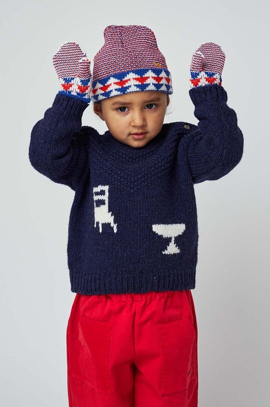 Detská čiapka a rukavice Bobo Choses stredne hrubá burgundské 223FH002