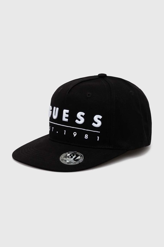 Guess czapka z daszkiem bawełniana aplikacja czarny AM9292.COT01