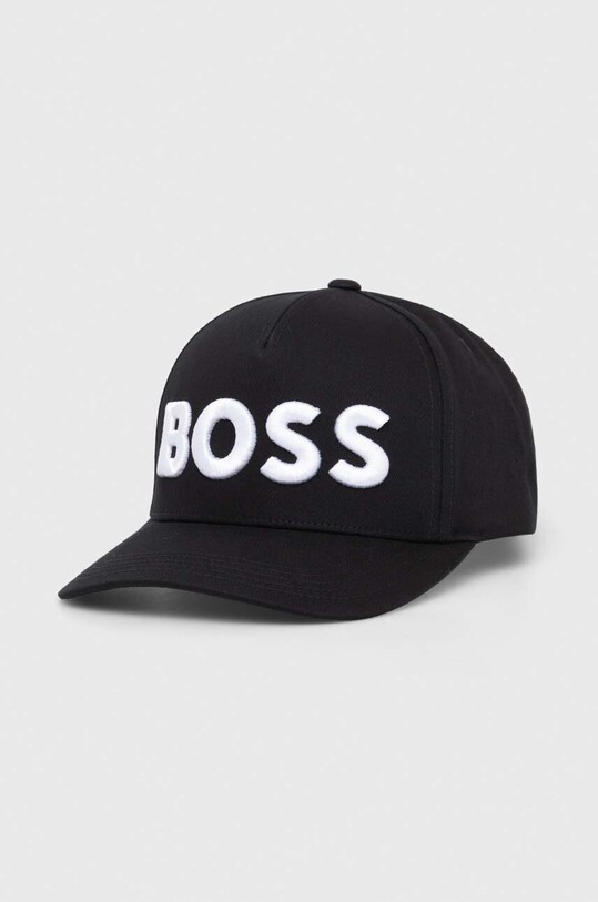 BOSS czapka z daszkiem bawełniana aplikacja czarny 50495132