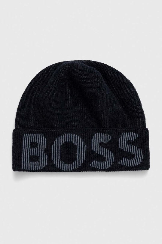 Шапка с примесью шерсти BOSS с добавлением шерсти тёмно-синий 50495296