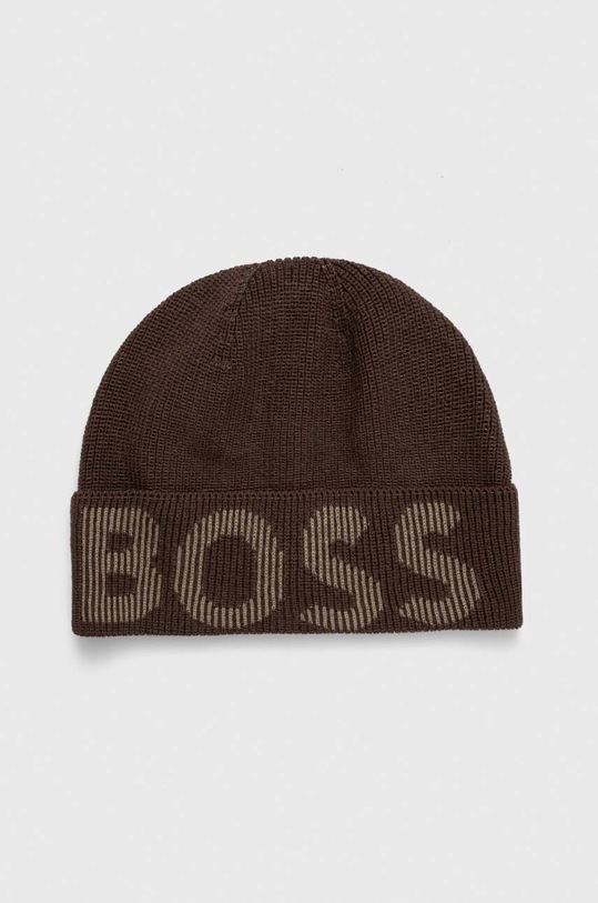 BOSS czapka z domieszką wełny z domieszką wełny zielony 50495296