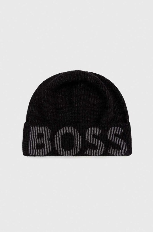 Шапка с примесью шерсти BOSS с добавлением шерсти чёрный 50495296