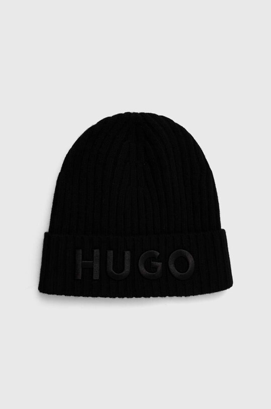 Вовняна шапка HUGO вовна чорний 50495778