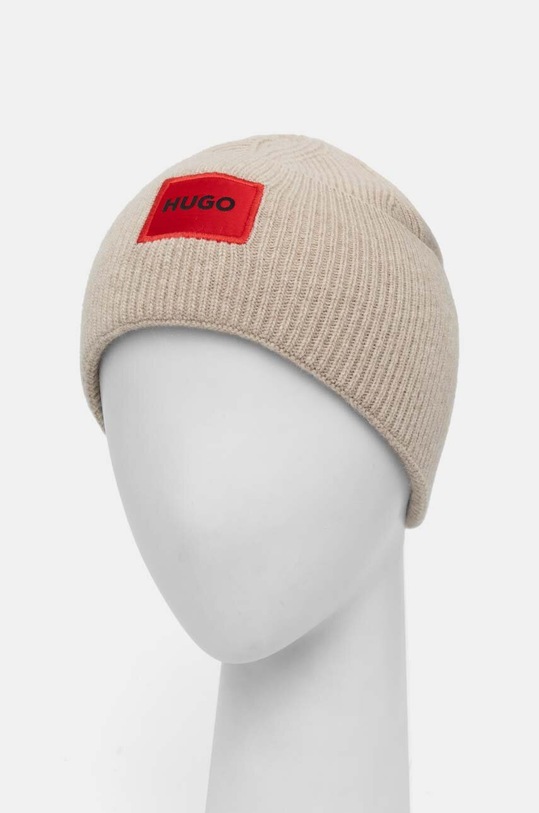 Вовняна шапка HUGO 50496011 бежевий AW24