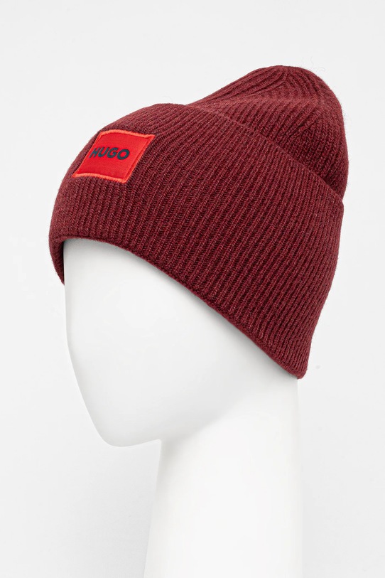 HUGO czapka wełniana 50496011 bordowy AW25