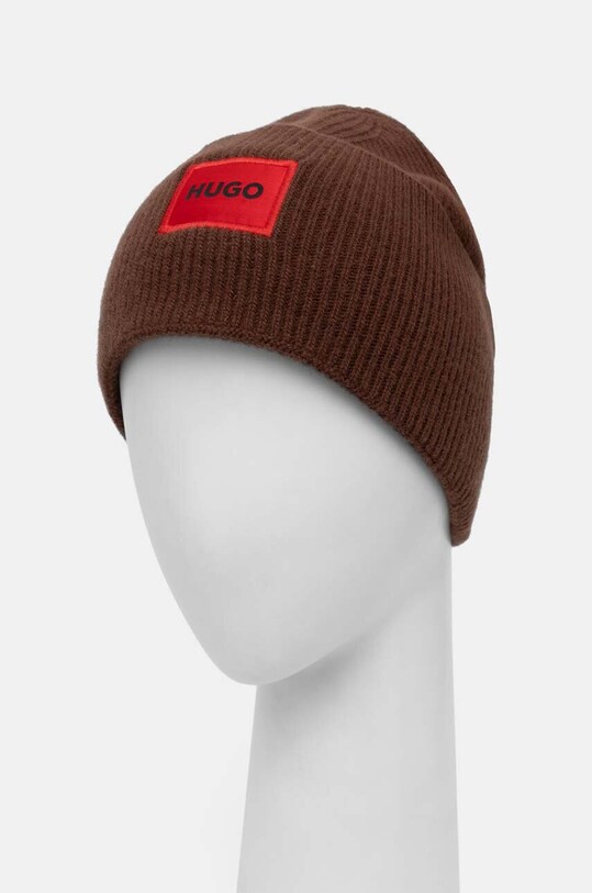 HUGO czapka wełniana 50496011 brązowy AW25