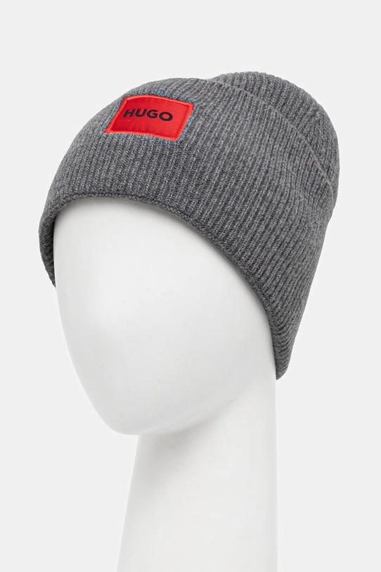 Vlnená čiapka HUGO 50496011 sivá AW25