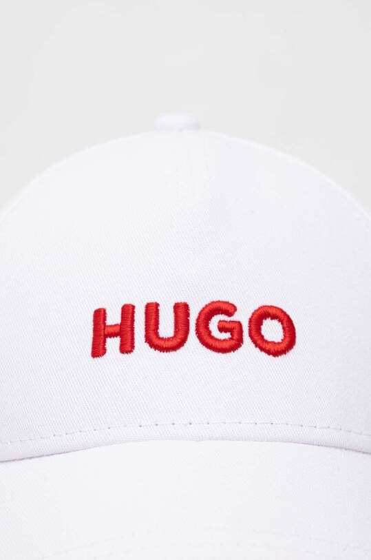Βαμβακερό καπέλο του μπέιζμπολ HUGO 50496033 λευκό SS24
